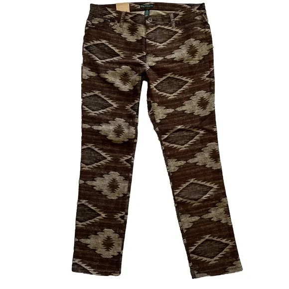 LAUREN RALPH LAUREN NWT SOUTHWEST BOHO PANTS SIZE 14 Modern Skinny Yellowstone - Picture 9 of 9